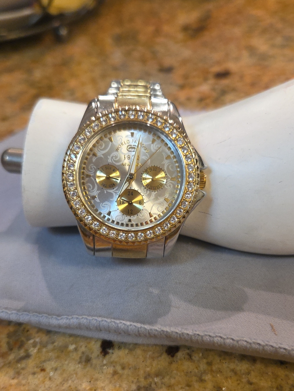"Marc Ecko Unltd Men's Two-Tone Crystal Bezel Watch World Famous 1972"